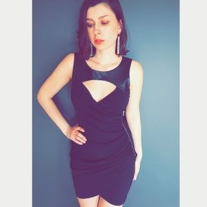 Guess Black Dress with Faux Leather Detail